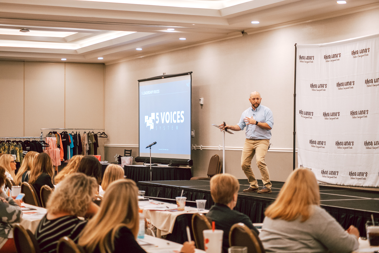 Ryan Mayfield speaking to an audience about leadership